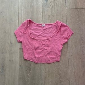 pink garage cropped top